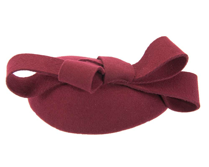 Wine felt winter racing pillbox fascinator - Hats From OZ