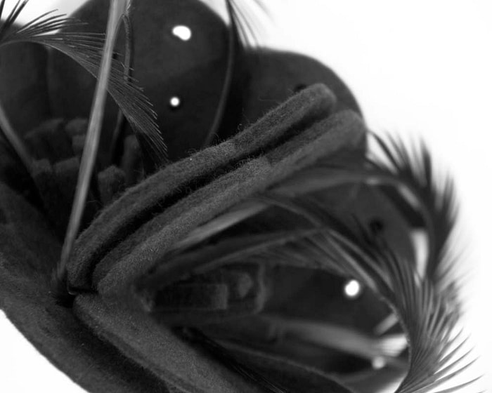 Black felt flower winter fascinator - Hats From OZ