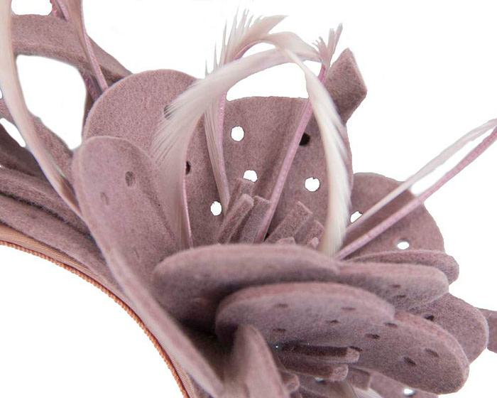 Dusty pink felt flower winter fascinator - Hats From OZ