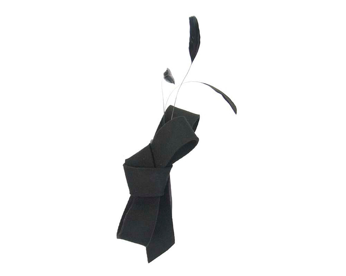 Black felt bow winter racing fascinator - Hats From OZ