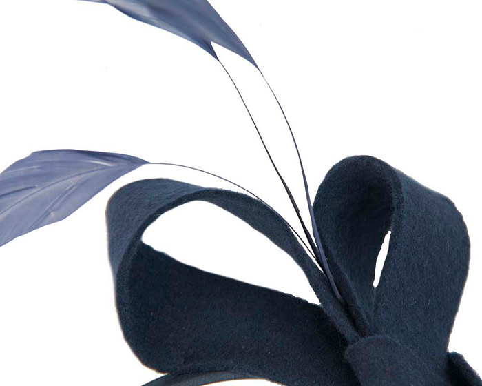 Navy felt bow winter racing fascinator - Hats From OZ