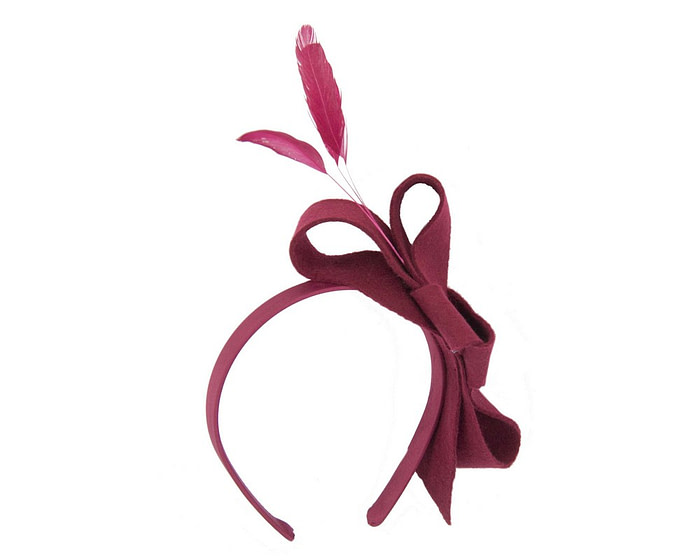 Wine felt bow winter racing fascinator - Hats From OZ