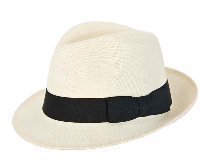 Cream mens summer fedora hat - Image 3