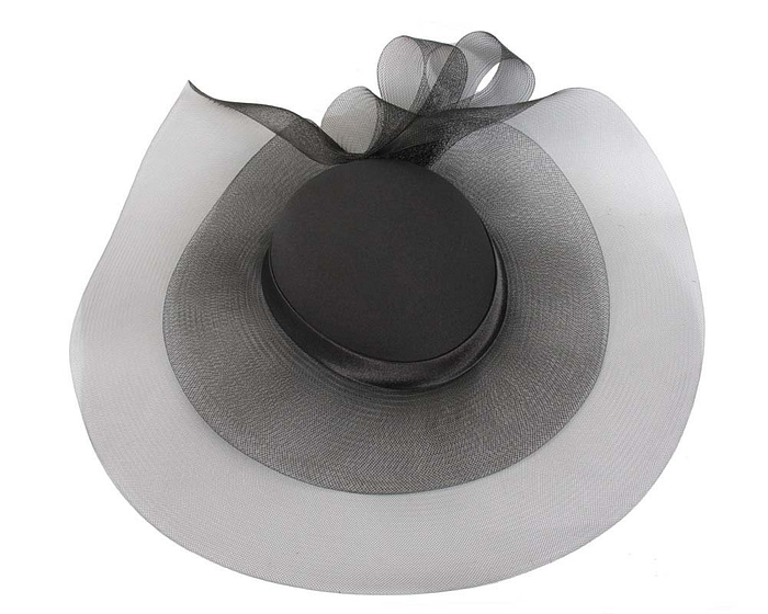 Black large brim custom made ladies hat - Hats From OZ