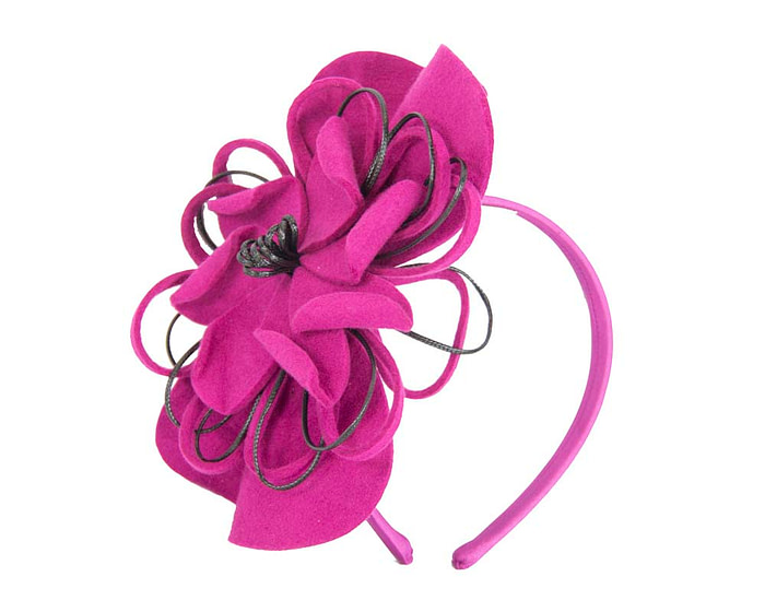 Fuchsia felt flower racing fascinator - Hats From OZ