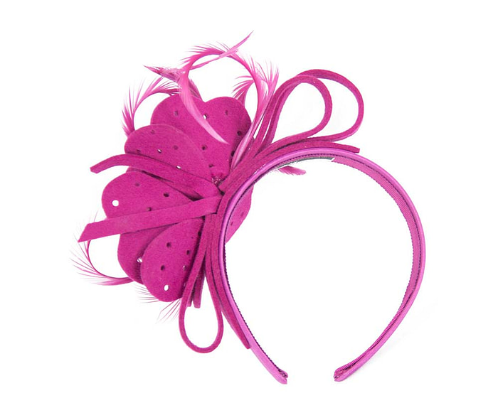 Fuchsia felt flower winter fascinator - Hats From OZ