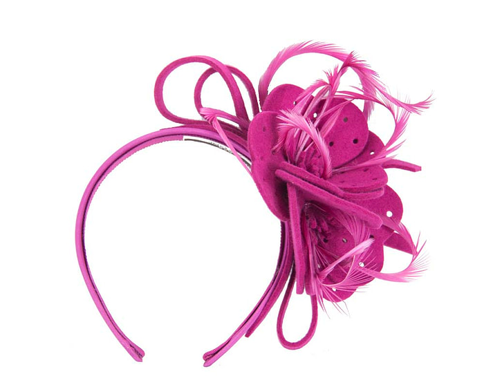 Fuchsia felt flower winter fascinator - Hats From OZ