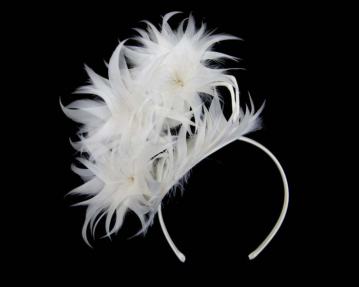 Large cream feather racing fascinator by Max Alexander - Hats From OZ