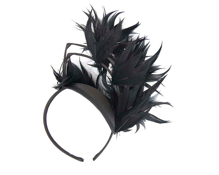 Large black feather racing fascinator by Max Alexander - Hats From OZ