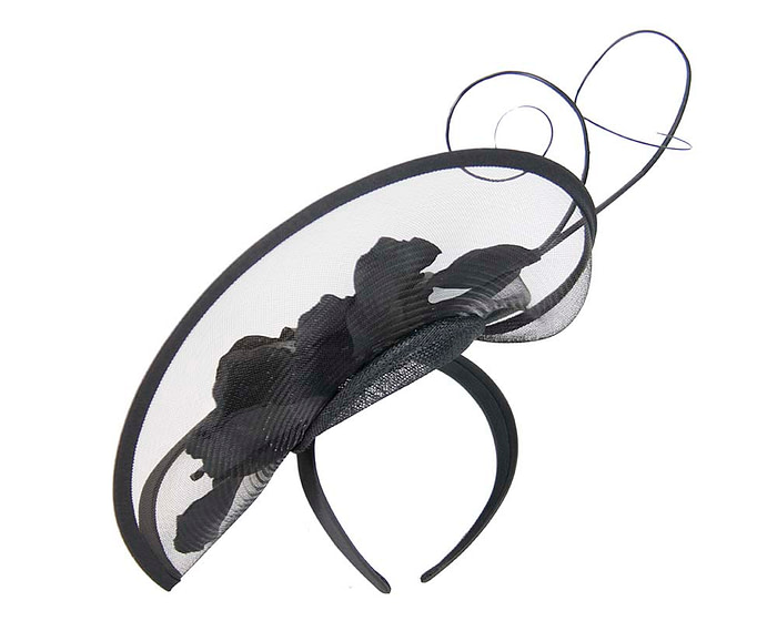 Large black flower heart fascinator - Hats From OZ