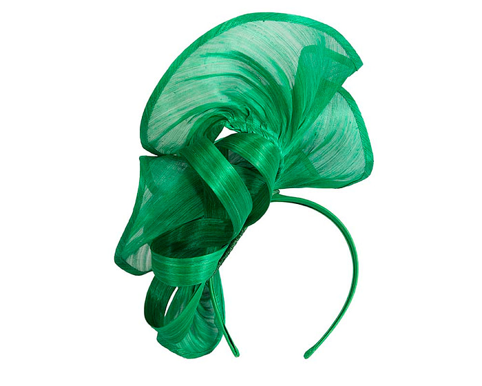 Tall green bespoke racing fascinator - Hats From OZ