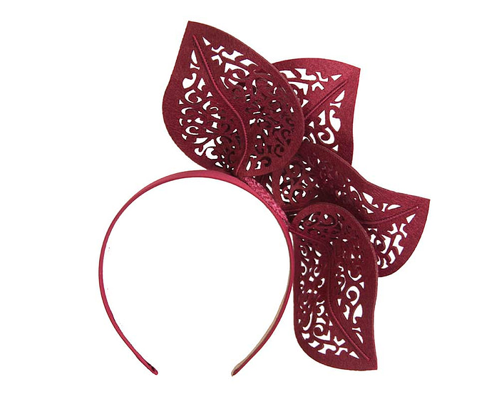 Modern burgundy wine racing fascinator by Max Alexander - Hats From OZ