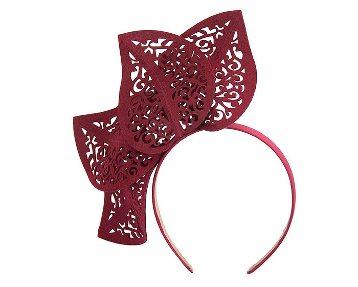 Modern burgundy wine racing fascinator by Max Alexander - Hats From OZ