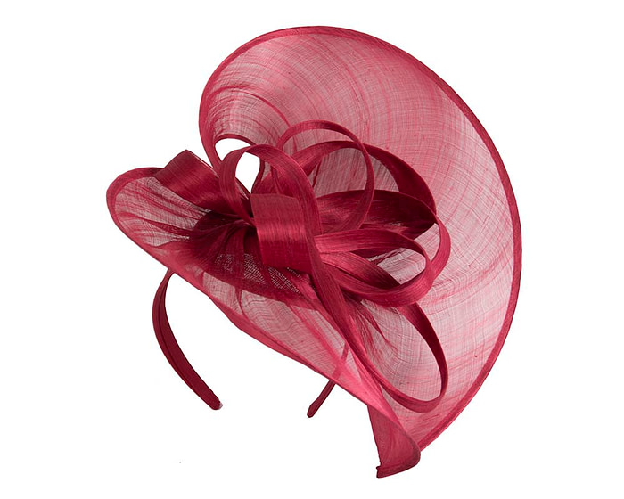 Large red silk abaca heart fascinator - Hats From OZ