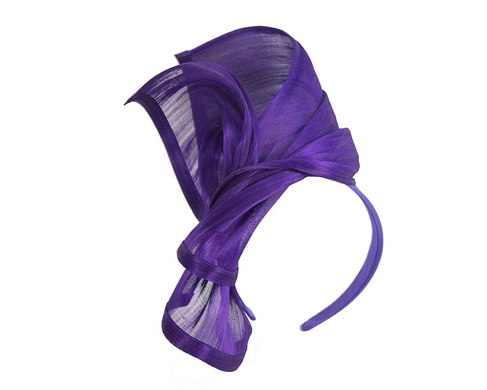 Bespoke purple silk abaca racing fascinator by Fillies Collection - Hats From OZ