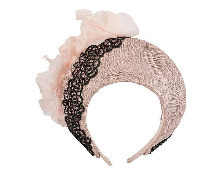 Tall halo crown fascinator with lace and flowers - Hats From OZ