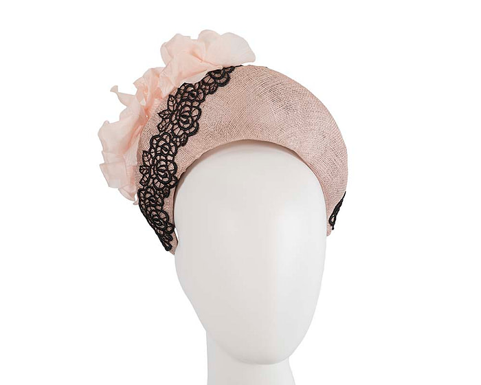 Tall halo crown fascinator with lace and flowers - Hats From OZ