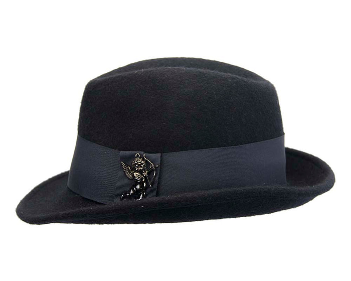 French navy mohair rabbit fur unisex fedora hat - Hats From OZ