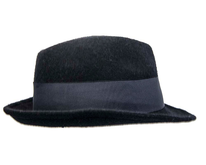 French navy mohair rabbit fur unisex fedora hat - Hats From OZ