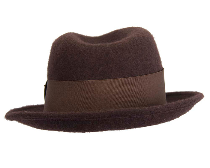 Chocolate mohair rabbit fur unisex fedora hat - Hats From OZ