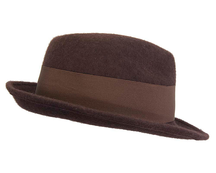 Chocolate mohair rabbit fur unisex fedora hat - Hats From OZ