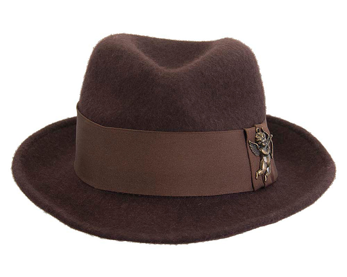 Chocolate mohair rabbit fur unisex fedora hat - Hats From OZ