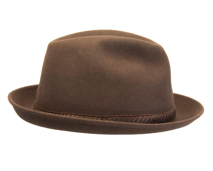 Brown unisex rabbit fur fedora hat T111 - Hats From OZ