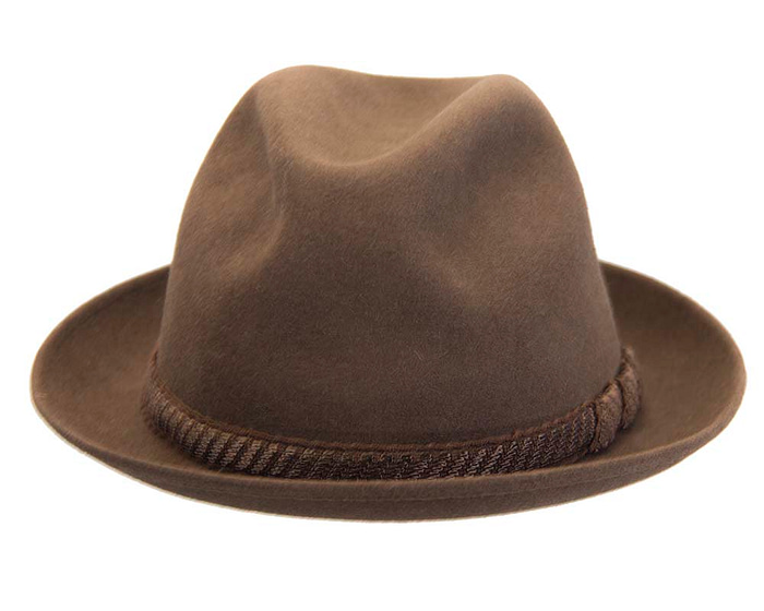 Brown unisex rabbit fur fedora hat T111 - Hats From OZ