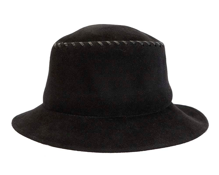 Exclusive black bucket hat with leather trim - Hats From OZ