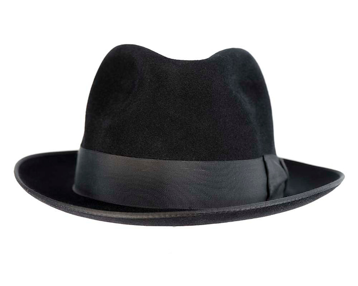 Black rabbit fur wide brim fedora hat - Image 4