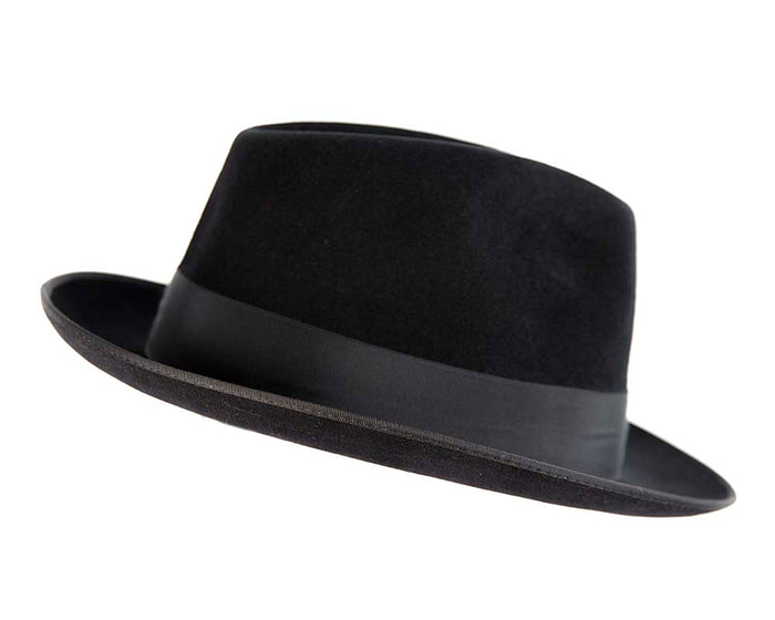 Black rabbit fur wide brim fedora hat - Image 3