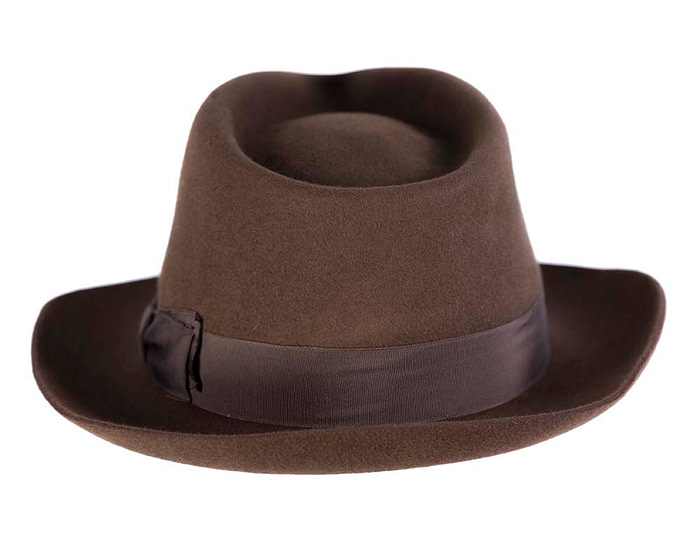 Brown unisex rabbit fur fedora hat T122 - Hats From OZ