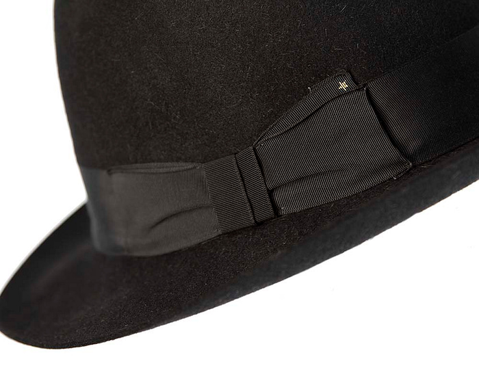 Black rabbit fur wide brim fedora hat - Hats From OZ