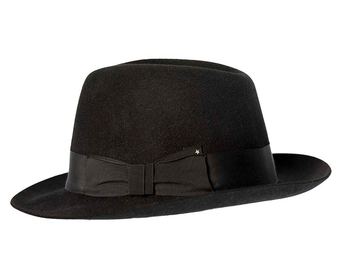 Black rabbit fur wide brim fedora hat - Image 4