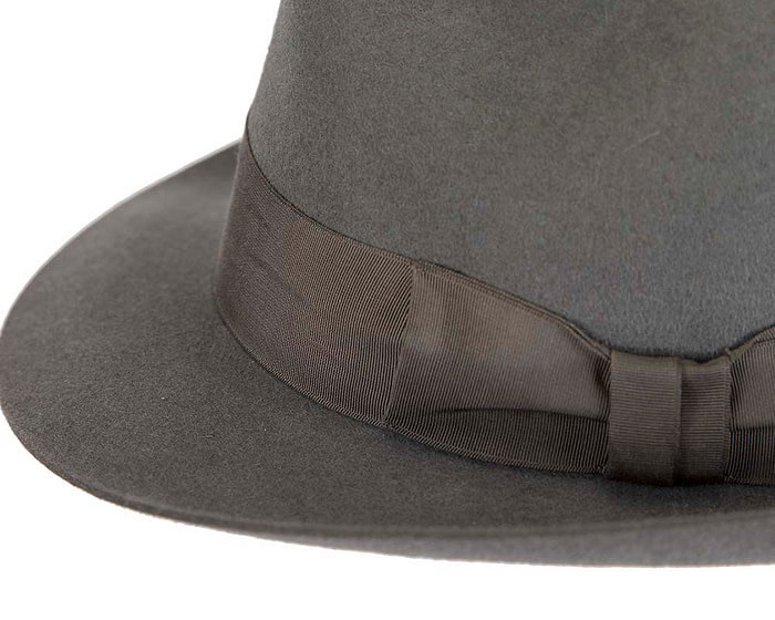 Grey rabbit fur wide brim fedora hat - Hats From OZ