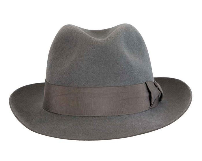 Grey rabbit fur wide brim fedora hat - Hats From OZ