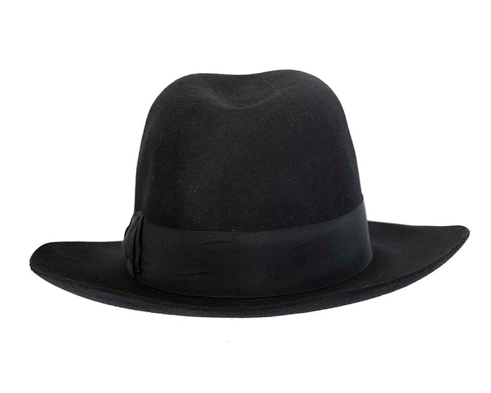 Black rabbit fur wide brim fedora hat - Image 6