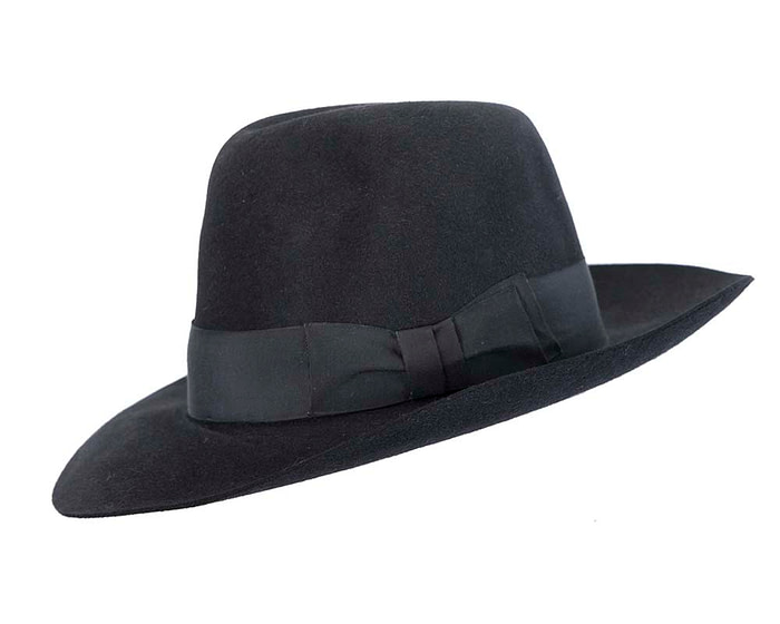 Black rabbit fur wide brim fedora hat - Image 4