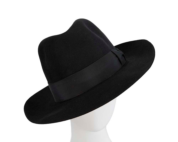 Black rabbit fur wide brim fedora hat