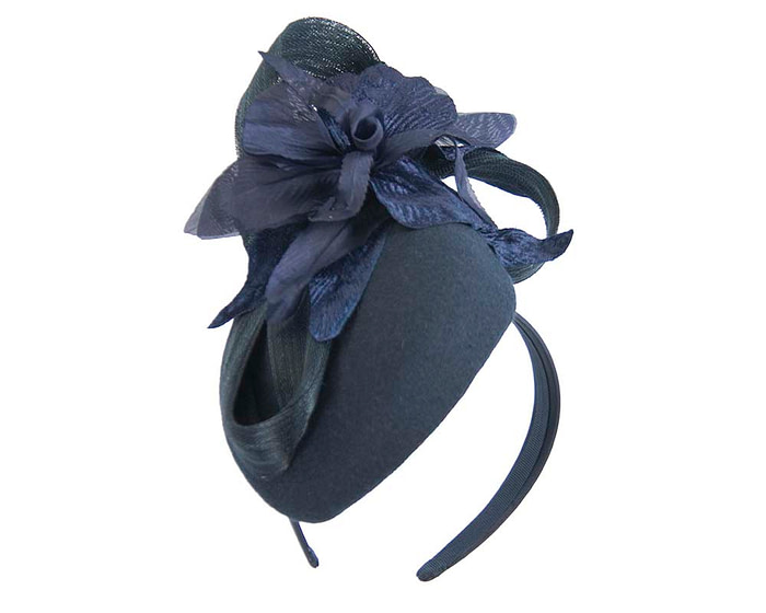 Tall navy winter racing pillbox fascinator by Fillies Collection - Hats From OZ