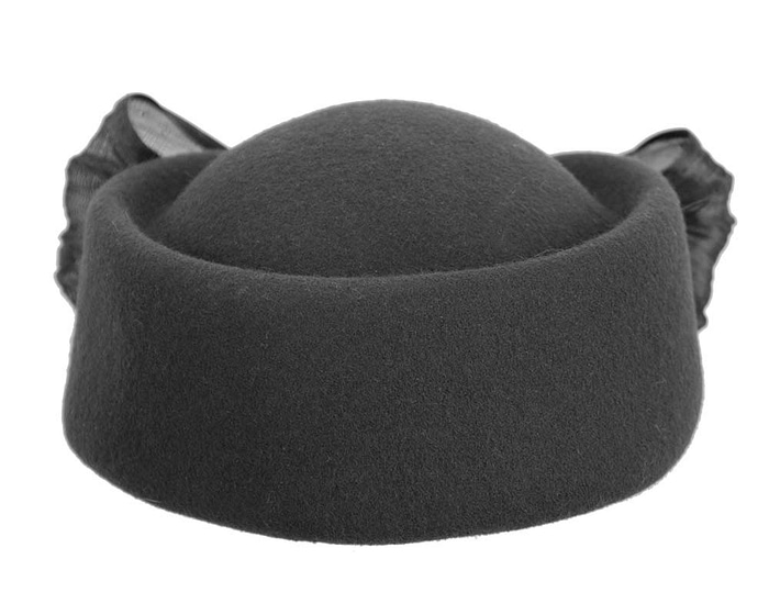 Black Jackie Onassis style felt beret by Fillies Collection - Image 6