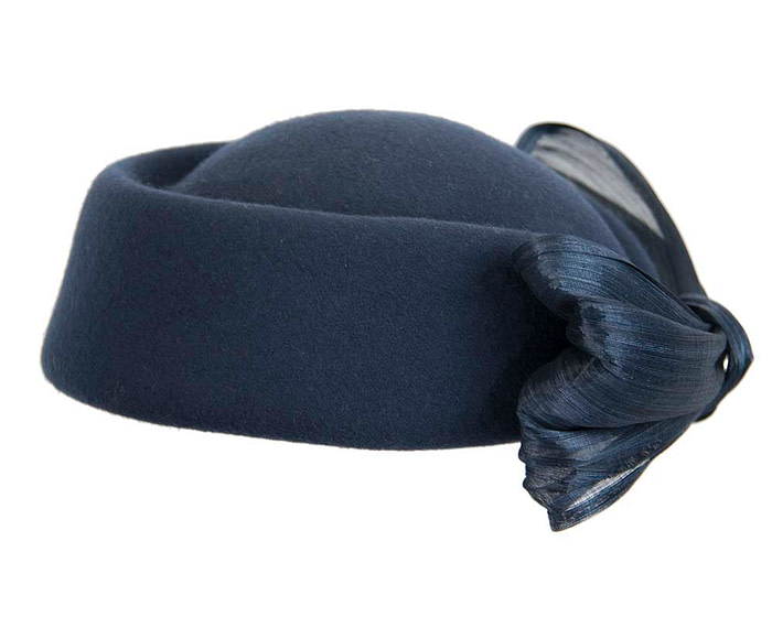 Navy Jackie Onassis style felt beret by Fillies Collection - Image 4