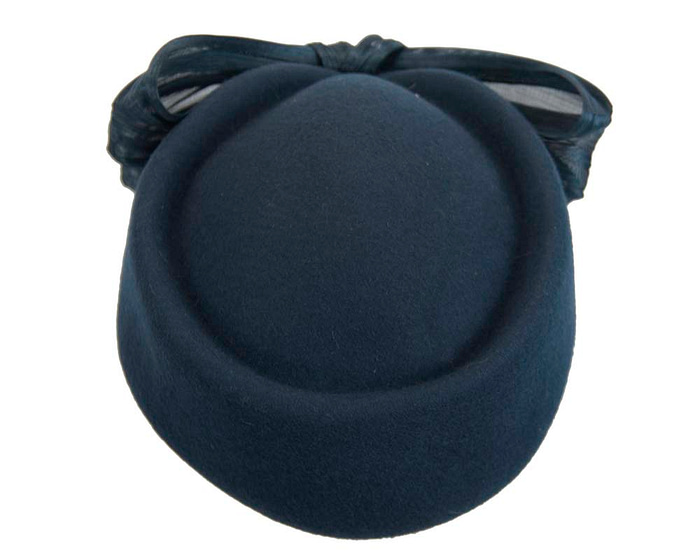 Navy Jackie Onassis style felt beret by Fillies Collection - Image 3