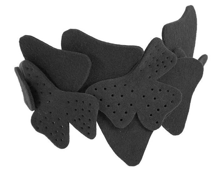 Petite black felt fascinator by Max Alexander - Hats From OZ