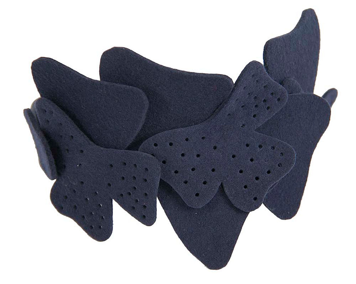 Petite navy felt fascinator by Max Alexander - Hats From OZ