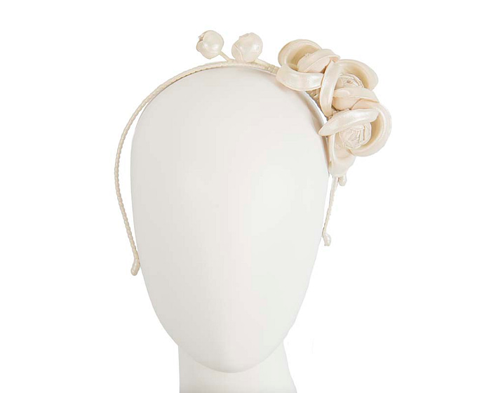 Cream leather flowers headband by Max Alexander - Hats From OZ