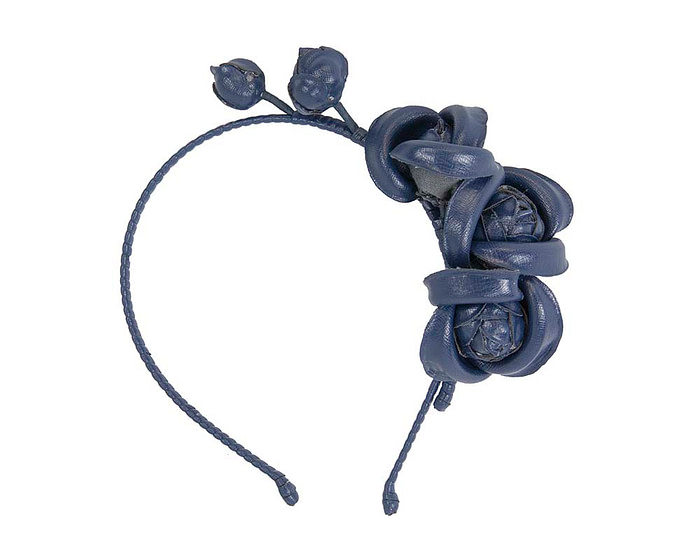 Navy leather flowers headband by Max Alexander - Hats From OZ