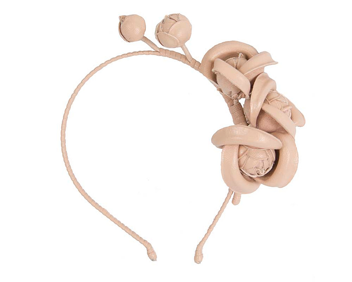 Nude leather flowers headband by Max Alexander - Hats From OZ