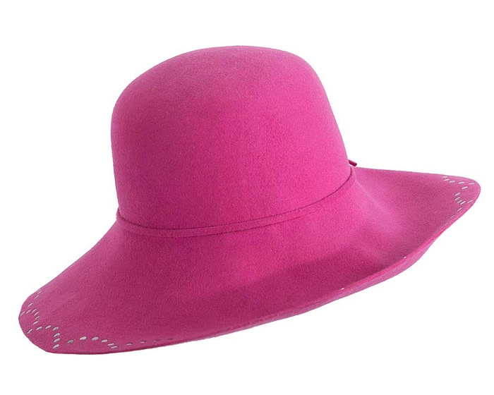 Wide brim fuchsia cloche hat by Cupids Millinery - Hats From OZ