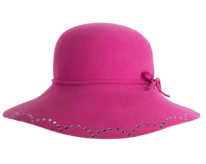 Wide brim fuchsia cloche hat by Cupids Millinery - Hats From OZ